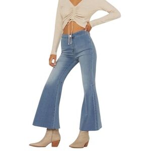 FREE PEOPLE Youthquake High Rise Crop‎ Flare Jeans Denim Size 28 County Concert